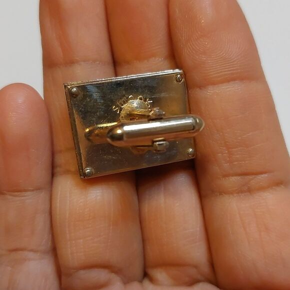 Vintage SWANK Framed Golf Clubs Golf Ball Cufflinks MOP Background Rectangle - Picture 4 of 6